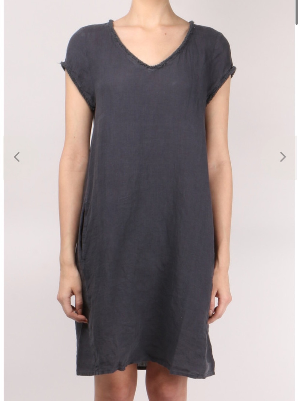 Hartford Retz Gray Frayed-Edge Dress 100% linen size 3 retail $196